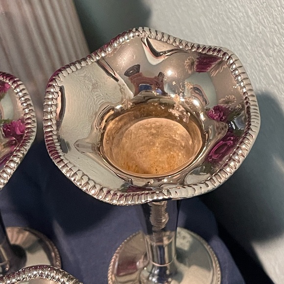 Silverplate Trumpet Vases • 6” • Vintage‑Style Décor Set of 4 - Picture 6 of 15